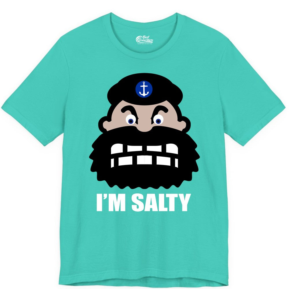 Im Salty Sailor Shirt - Nautical Humor Apparel - Funny Anchor Tee (Premium Tee) in Teal - Im Salty Sailor Cartoon Shirt - Funny Nautical Pun Anchor Tee