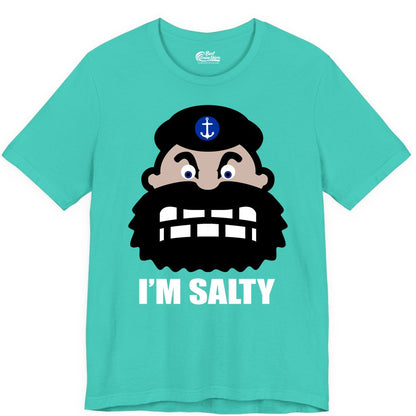 Im Salty Sailor Shirt - Nautical Humor Apparel - Funny Anchor Tee (Premium Tee) in Teal - Im Salty Sailor Cartoon Shirt - Funny Nautical Pun Anchor Tee