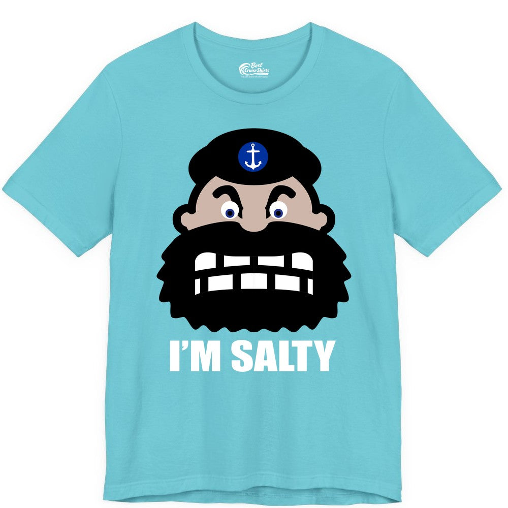 Im Salty Sailor Shirt - Nautical Humor Apparel - Funny Anchor Tee (Premium Tee) in Turquoise - Im Salty Sailor Cartoon Shirt - Funny Nautical Pun Anchor Tee
