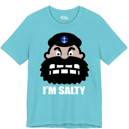 Im Salty Sailor Shirt - Nautical Humor Apparel - Funny Anchor Tee (Premium Tee) in Turquoise - Im Salty Sailor Cartoon Shirt - Funny Nautical Pun Anchor Tee