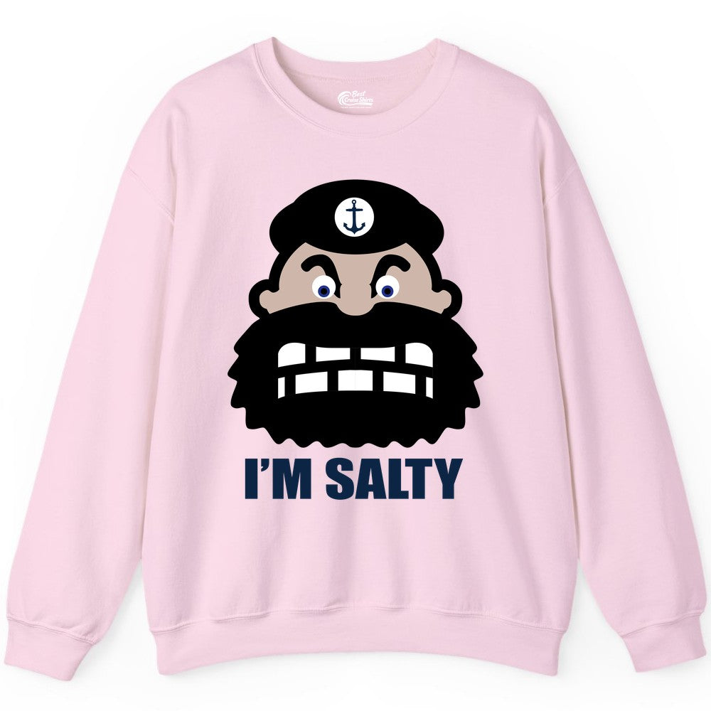 Im Salty Sailor Shirt - Nautical Humor Apparel - Funny Anchor Tee (Sweatshirt) in Light Pink - Im Salty Sailor Cartoon Shirt - Funny Nautical Pun Anchor Tee