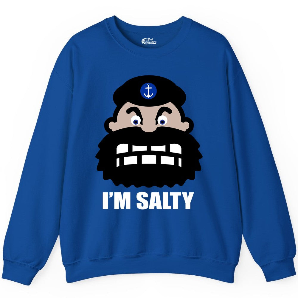 Im Salty Sailor Shirt - Nautical Humor Apparel - Funny Anchor Tee (Sweatshirt) in Royal - Im Salty Sailor Cartoon Shirt - Funny Nautical Pun Anchor Tee