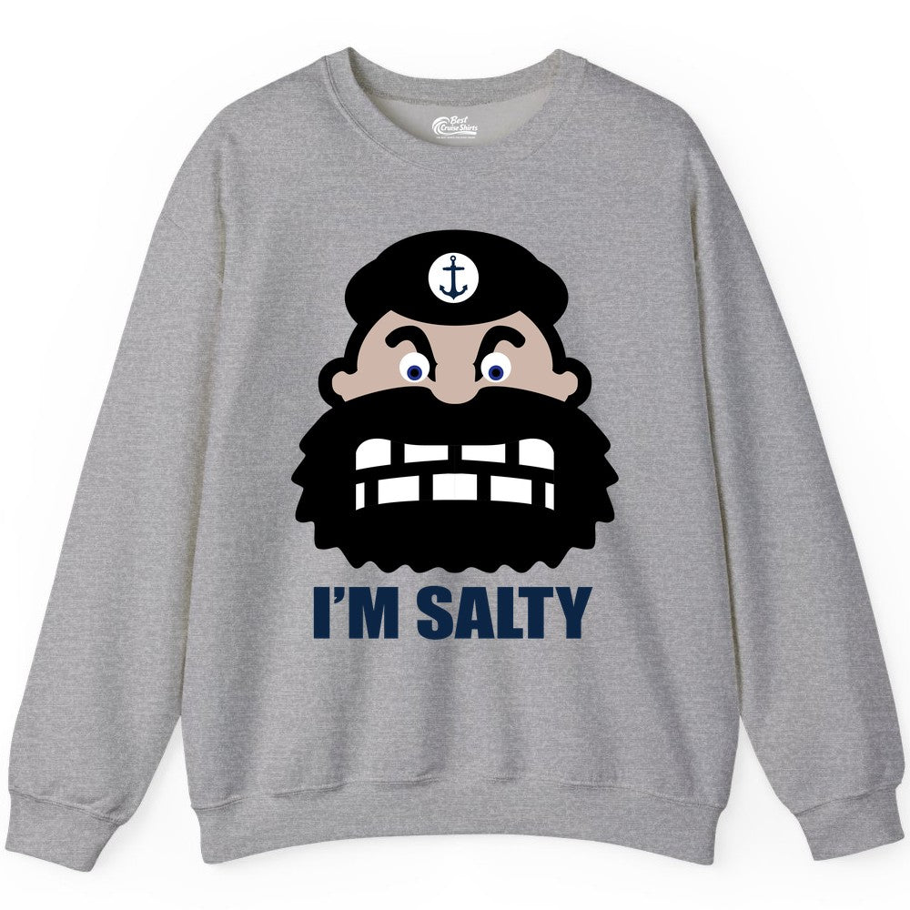 Im Salty Sailor Shirt - Nautical Humor Apparel - Funny Anchor Tee (Sweatshirt) in Sport Grey - Im Salty Sailor Cartoon Shirt - Funny Nautical Pun Anchor Tee