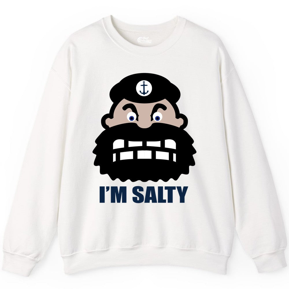 Im Salty Sailor Shirt - Nautical Humor Apparel - Funny Anchor Tee (Sweatshirt) in White - Im Salty Sailor Cartoon Shirt - Funny Nautical Pun Anchor Tee