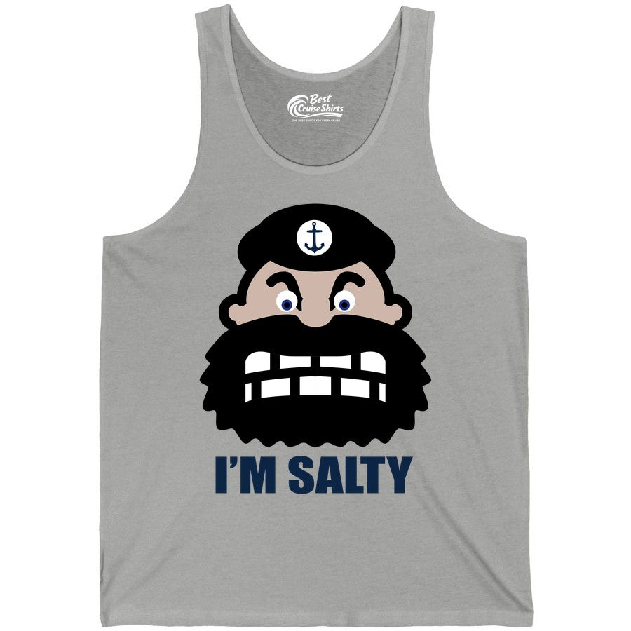 Im Salty Sailor Shirt - Nautical Humor Apparel - Funny Anchor Tee (Tank Top) in Athletic Heather - Im Salty Sailor Cartoon Shirt - Funny Nautical Pun Anchor Tee
