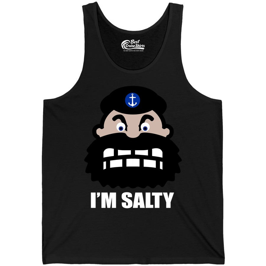 Im Salty Sailor Shirt - Nautical Humor Apparel - Funny Anchor Tee (Tank Top) in Black - Im Salty Sailor Cartoon Shirt - Funny Nautical Pun Anchor Tee