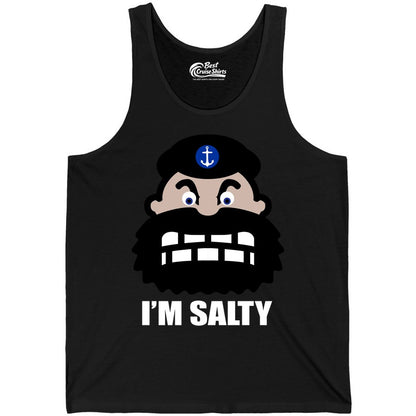 Im Salty Sailor Shirt - Nautical Humor Apparel - Funny Anchor Tee (Tank Top) in Black - Im Salty Sailor Cartoon Shirt - Funny Nautical Pun Anchor Tee