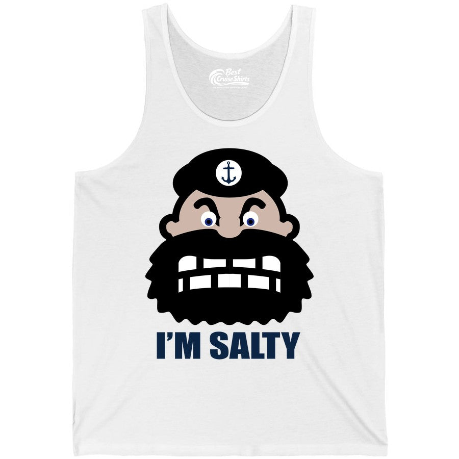 Im Salty Sailor Shirt - Nautical Humor Apparel - Funny Anchor Tee (Tank Top) in White - Im Salty Sailor Cartoon Shirt - Funny Nautical Pun Anchor Tee