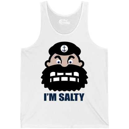 Im Salty Sailor Shirt - Nautical Humor Apparel - Funny Anchor Tee (Tank Top) in White - Im Salty Sailor Cartoon Shirt - Funny Nautical Pun Anchor Tee