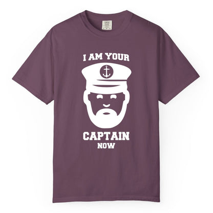 Funny Captain Shirt - Nautical Humor Tee for Boating Enthusiasts (Comfort Color) in Berry - Funny Captain Shirt - I Am Your Captain Now Nautical Beard Hat Tee