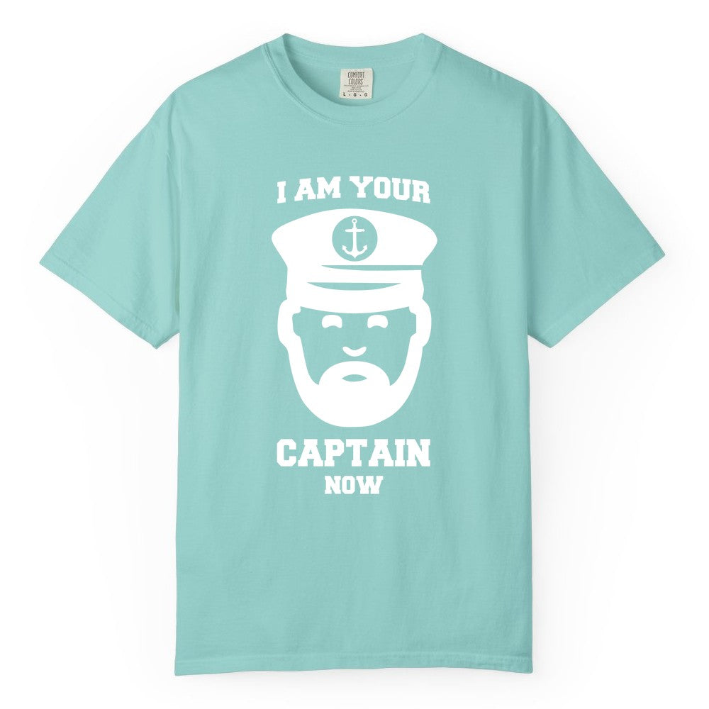 Funny Captain Shirt - Nautical Humor Tee for Boating Enthusiasts (Comfort Color) in Chalky Mint - Funny Captain Shirt - I Am Your Captain Now Nautical Beard Hat Tee