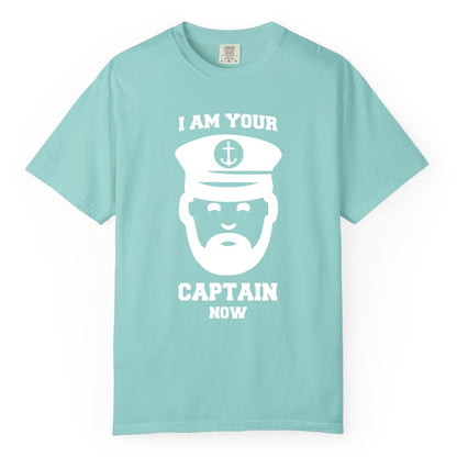 Funny Captain Shirt - Nautical Humor Tee for Boating Enthusiasts (Comfort Color) in Chalky Mint - Funny Captain Shirt - I Am Your Captain Now Nautical Beard Hat Tee