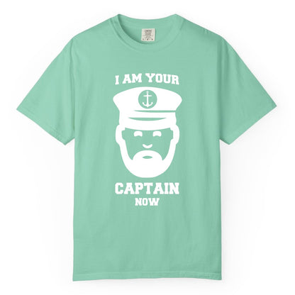 Funny Captain Shirt - Nautical Humor Tee for Boating Enthusiasts (Comfort Color) in Island Reef - Funny Captain Shirt - I Am Your Captain Now Nautical Beard Hat Tee