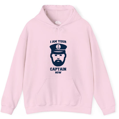 Funny Captain Shirt - Nautical Humor Tee for Boating Enthusiasts (Hoodie) in Light Pink - Funny Captain Shirt - I Am Your Captain Now Nautical Beard Hat Tee