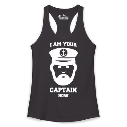 Funny Captain Shirt - Nautical Humor Tee for Boating Enthusiasts (Ladies Tank) in Black - Funny Captain Shirt - I Am Your Captain Now Nautical Beard Hat Tee