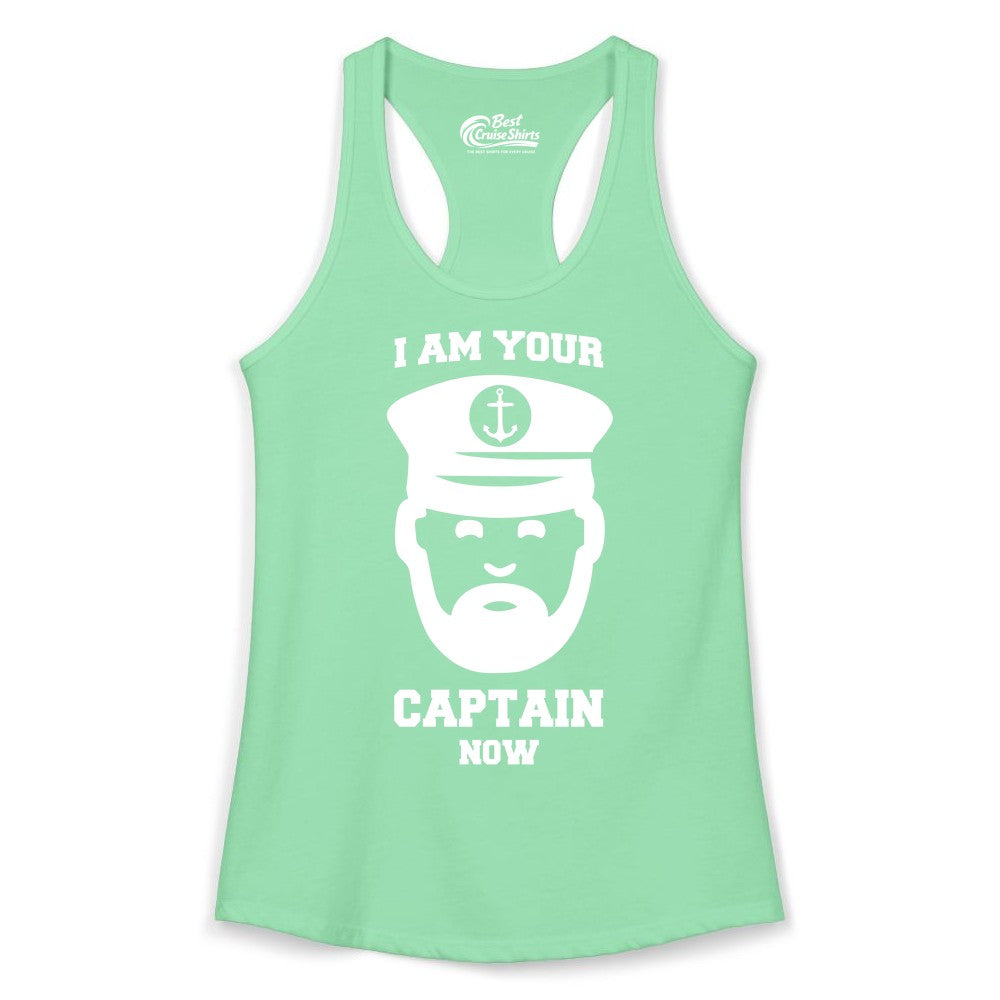 Funny Captain Shirt - Nautical Humor Tee for Boating Enthusiasts (Ladies Tank) in Solid Mint - Funny Captain Shirt - I Am Your Captain Now Nautical Beard Hat Tee