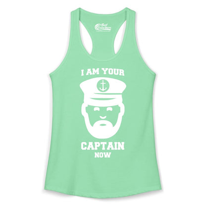 Funny Captain Shirt - Nautical Humor Tee for Boating Enthusiasts (Ladies Tank) in Solid Mint - Funny Captain Shirt - I Am Your Captain Now Nautical Beard Hat Tee
