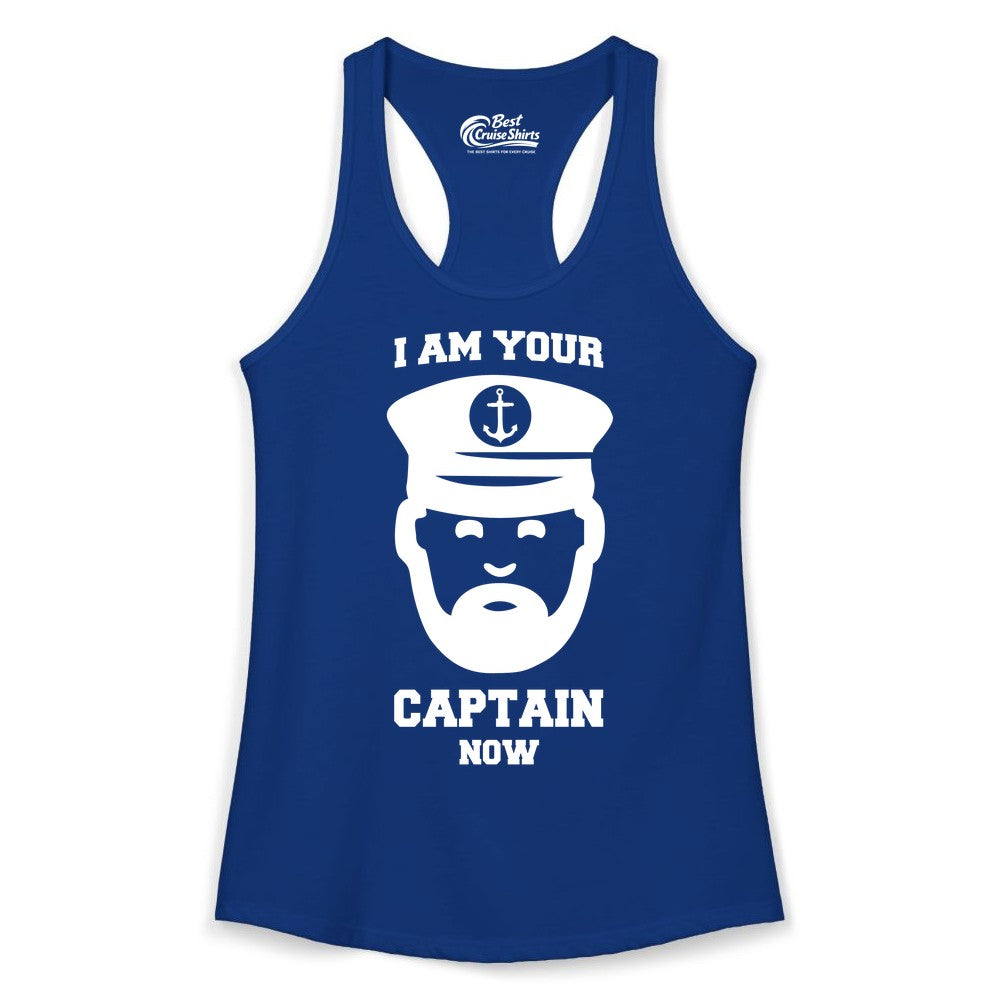 Funny Captain Shirt - Nautical Humor Tee for Boating Enthusiasts (Ladies Tank) in Solid Royal - Funny Captain Shirt - I Am Your Captain Now Nautical Beard Hat Tee