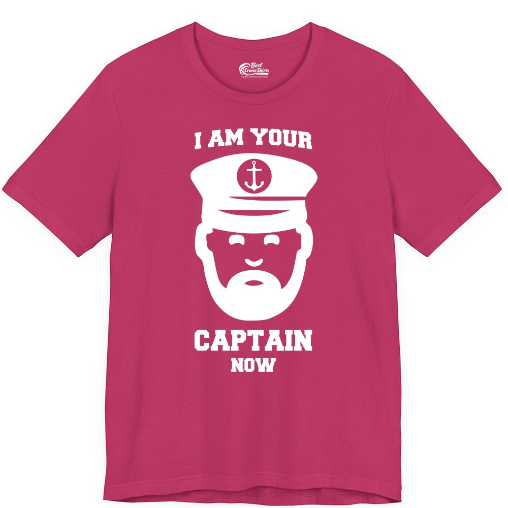Funny Captain Shirt - Nautical Humor Tee for Boating Enthusiasts (Premium Tee) in Berry - Funny Captain Shirt - I Am Your Captain Now Nautical Beard Hat Tee