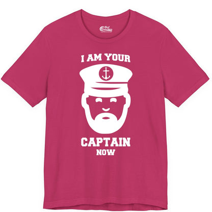 Funny Captain Shirt - Nautical Humor Tee for Boating Enthusiasts (Premium Tee) in Berry - Funny Captain Shirt - I Am Your Captain Now Nautical Beard Hat Tee