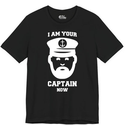 Funny Captain Shirt - Nautical Humor Tee for Boating Enthusiasts (Premium Tee) in Black - Funny Captain Shirt - I Am Your Captain Now Nautical Beard Hat Tee
