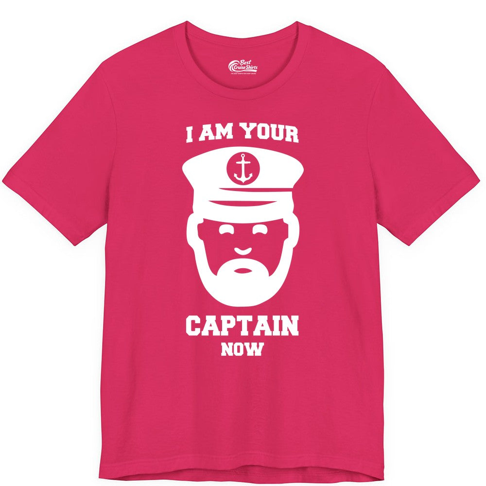 Funny Captain Shirt - Nautical Humor Tee for Boating Enthusiasts (Premium Tee) in Fuchsia - Funny Captain Shirt - I Am Your Captain Now Nautical Beard Hat Tee