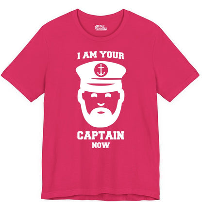 Funny Captain Shirt - Nautical Humor Tee for Boating Enthusiasts (Premium Tee) in Fuchsia - Funny Captain Shirt - I Am Your Captain Now Nautical Beard Hat Tee