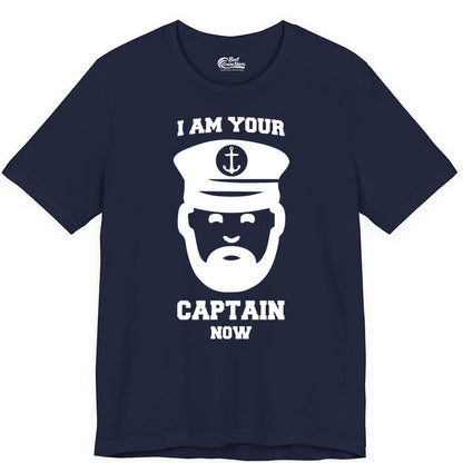 Funny Captain Shirt - Nautical Humor Tee for Boating Enthusiasts (Premium Tee) in Navy - Funny Captain Shirt - I Am Your Captain Now Nautical Beard Hat Tee