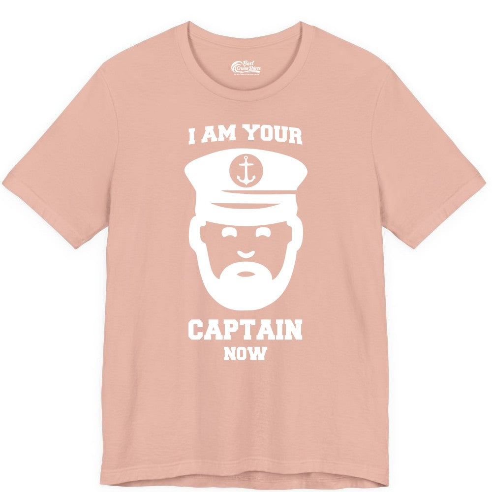Funny Captain Shirt - Nautical Humor Tee for Boating Enthusiasts (Premium Tee) in Peach - Funny Captain Shirt - I Am Your Captain Now Nautical Beard Hat Tee