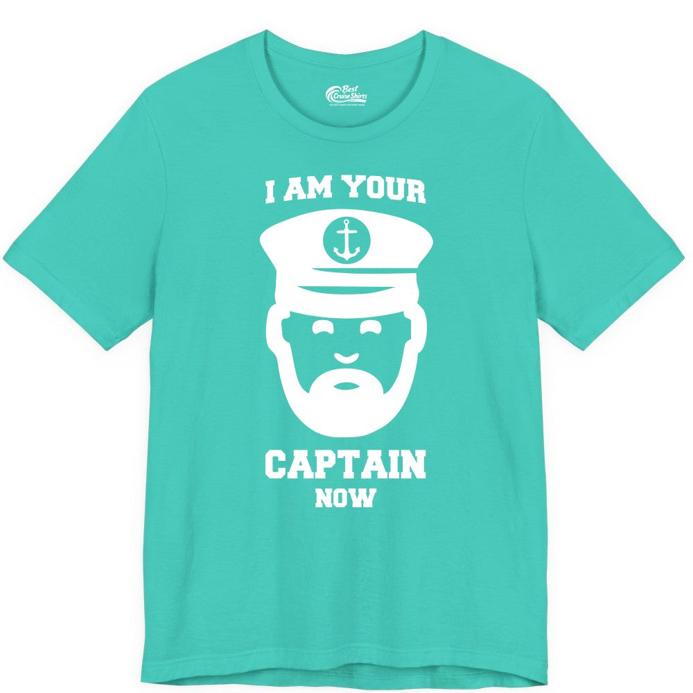 Funny Captain Shirt - Nautical Humor Tee for Boating Enthusiasts (Premium Tee) in Teal - Funny Captain Shirt - I Am Your Captain Now Nautical Beard Hat Tee