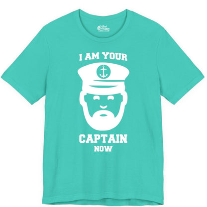 Funny Captain Shirt - Nautical Humor Tee for Boating Enthusiasts (Premium Tee) in Teal - Funny Captain Shirt - I Am Your Captain Now Nautical Beard Hat Tee