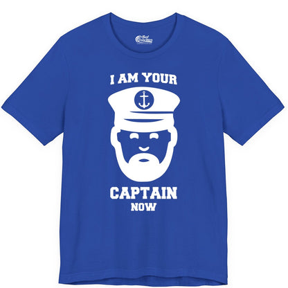 Funny Captain Shirt - Nautical Humor Tee for Boating Enthusiasts (Premium Tee) in True Royal - Funny Captain Shirt - I Am Your Captain Now Nautical Beard Hat Tee