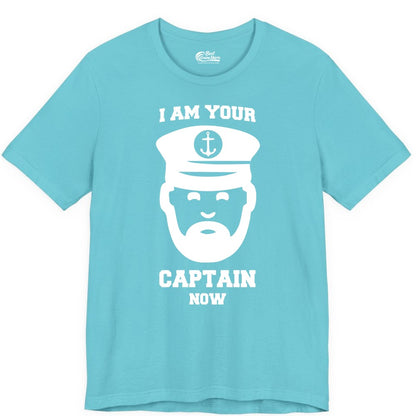 Funny Captain Shirt - Nautical Humor Tee for Boating Enthusiasts (Premium Tee) in Turquoise - Funny Captain Shirt - I Am Your Captain Now Nautical Beard Hat Tee