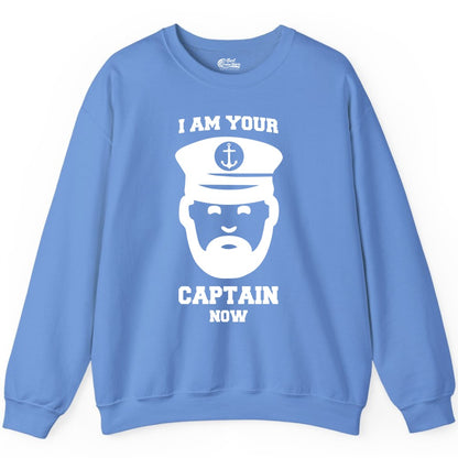 Funny Captain Shirt - Nautical Humor Tee for Boating Enthusiasts (Sweatshirt) in Carolina Blue - Funny Captain Shirt - I Am Your Captain Now Nautical Beard Hat Tee