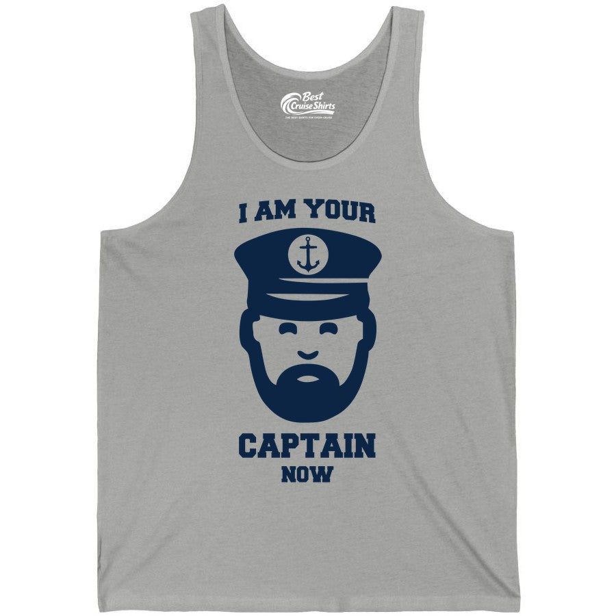 Funny Captain Shirt - Nautical Humor Tee for Boating Enthusiasts (Tank Top) in Athletic Heather - Funny Captain Shirt - I Am Your Captain Now Nautical Beard Hat Tee