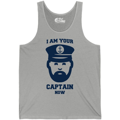 Funny Captain Shirt - Nautical Humor Tee for Boating Enthusiasts (Tank Top) in Athletic Heather - Funny Captain Shirt - I Am Your Captain Now Nautical Beard Hat Tee