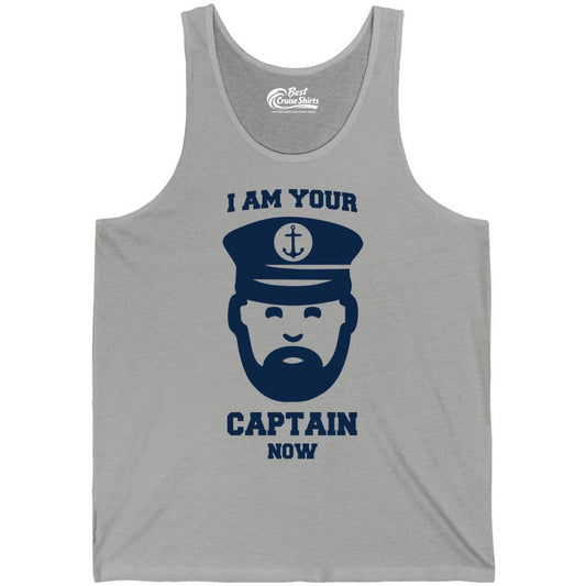 Funny Captain Shirt - Nautical Humor Tee for Boating Enthusiasts (Tank Top) in Athletic Heather - Funny Captain Shirt - I Am Your Captain Now Nautical Beard Hat Tee