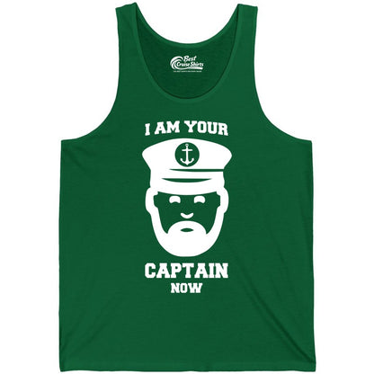 Funny Captain Shirt - Nautical Humor Tee for Boating Enthusiasts (Tank Top) in Kelly - Funny Captain Shirt - I Am Your Captain Now Nautical Beard Hat Tee