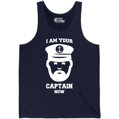 Funny Captain Shirt - Nautical Humor Tee for Boating Enthusiasts (Tank Top) in Navy - Funny Captain Shirt - I Am Your Captain Now Nautical Beard Hat Tee