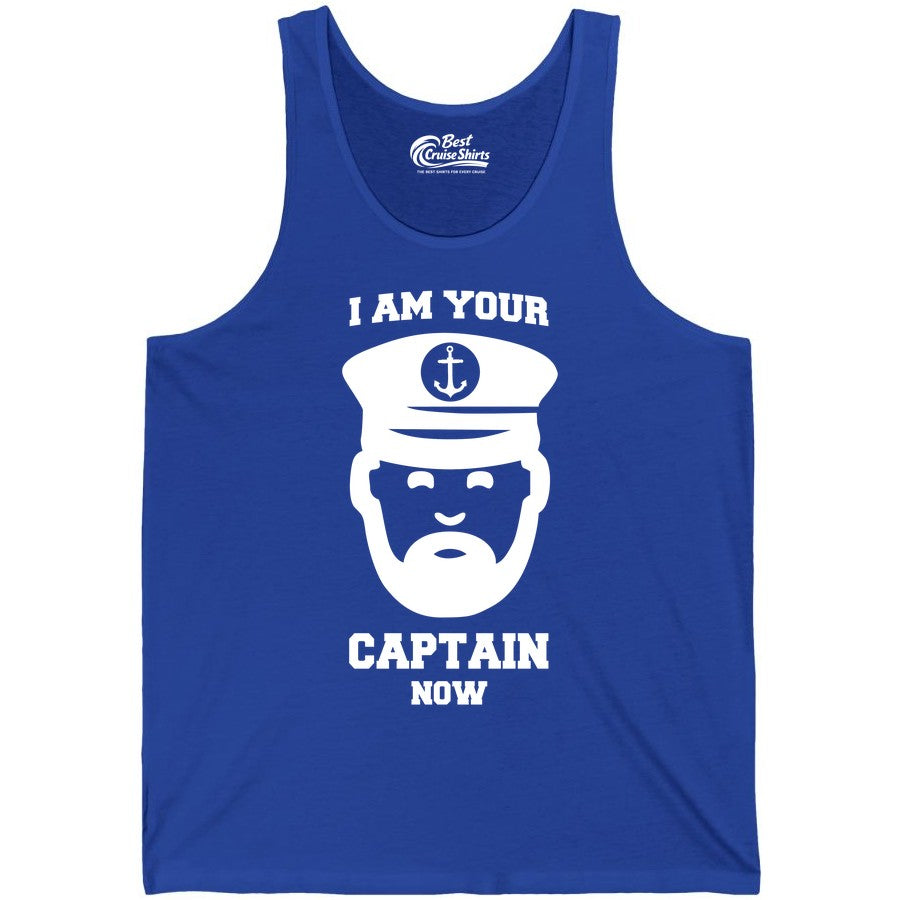 Funny Captain Shirt - Nautical Humor Tee for Boating Enthusiasts (Tank Top) in True Royal - Funny Captain Shirt - I Am Your Captain Now Nautical Beard Hat Tee