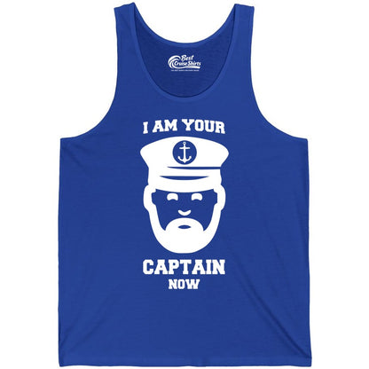 Funny Captain Shirt - Nautical Humor Tee for Boating Enthusiasts (Tank Top) in True Royal - Funny Captain Shirt - I Am Your Captain Now Nautical Beard Hat Tee