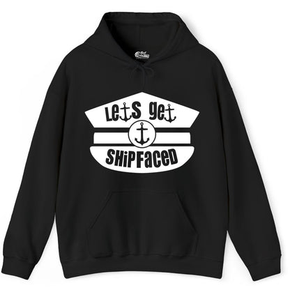Let's Get Shipfaced Shirt - Funny Cruise Nautical Party Tee Adults (Hoodie) in Black - Let’s Get Shipfaced Nautical Humor Shirt With Anchor Sailor Hat Design