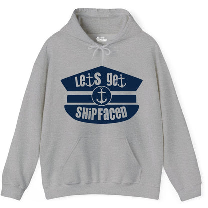 Let's Get Shipfaced Shirt - Funny Cruise Nautical Party Tee Adults (Hoodie) in Sport Grey - Let’s Get Shipfaced Nautical Humor Shirt With Anchor Sailor Hat Design