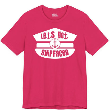 Let's Get Shipfaced Shirt - Funny Cruise Nautical Party Tee Adults (Premium Tee) in Fuchsia - Let’s Get Shipfaced Nautical Humor Shirt With Anchor Sailor Hat Design