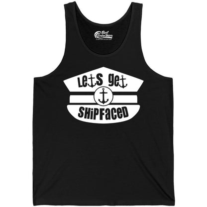 Let's Get Shipfaced Shirt - Funny Cruise Nautical Party Tee Adults (Tank Top) in Black - Let’s Get Shipfaced Nautical Humor Shirt With Anchor Sailor Hat Design