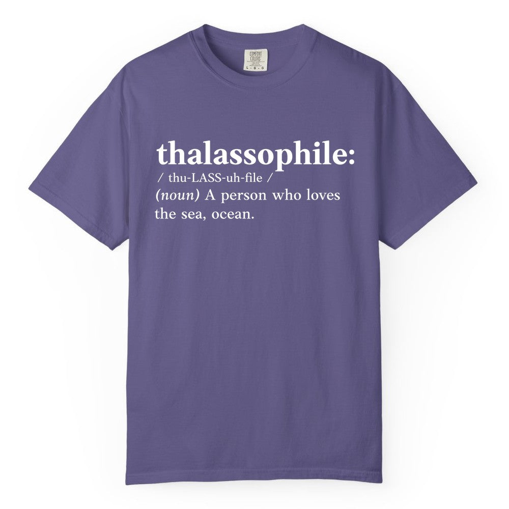 Thalassophile Shirt - Funny Sea Lover Definition Ocean Lover Gift (Comfort Color) in Grape - Thalassophile Definition Shirt - Clean Ocean Lover Dictionary Tee Design