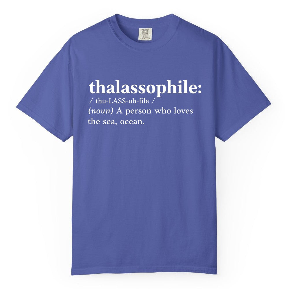 Thalassophile Shirt - Funny Sea Lover Definition Ocean Lover Gift (Comfort Color) in Periwinkle - Thalassophile Definition Shirt - Clean Ocean Lover Dictionary Tee Design