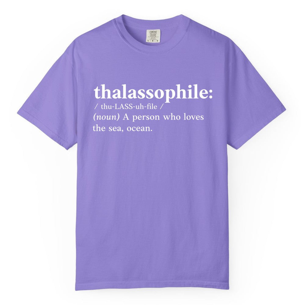 Thalassophile Shirt - Funny Sea Lover Definition Ocean Lover Gift (Comfort Color) in Violet - Thalassophile Definition Shirt - Clean Ocean Lover Dictionary Tee Design