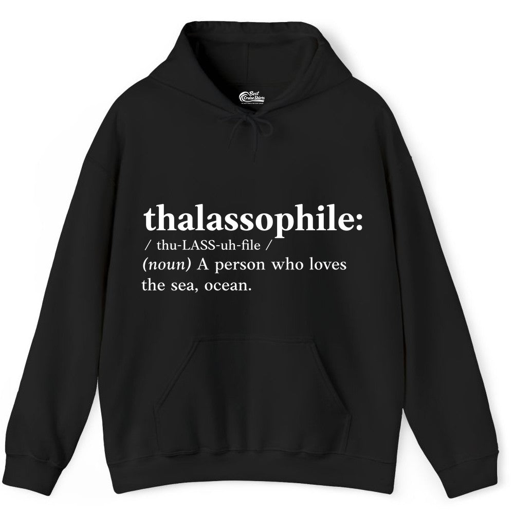 Thalassophile Shirt - Funny Sea Lover Definition Ocean Lover Gift (Hoodie) in Black - Thalassophile Definition Shirt - Clean Ocean Lover Dictionary Tee Design