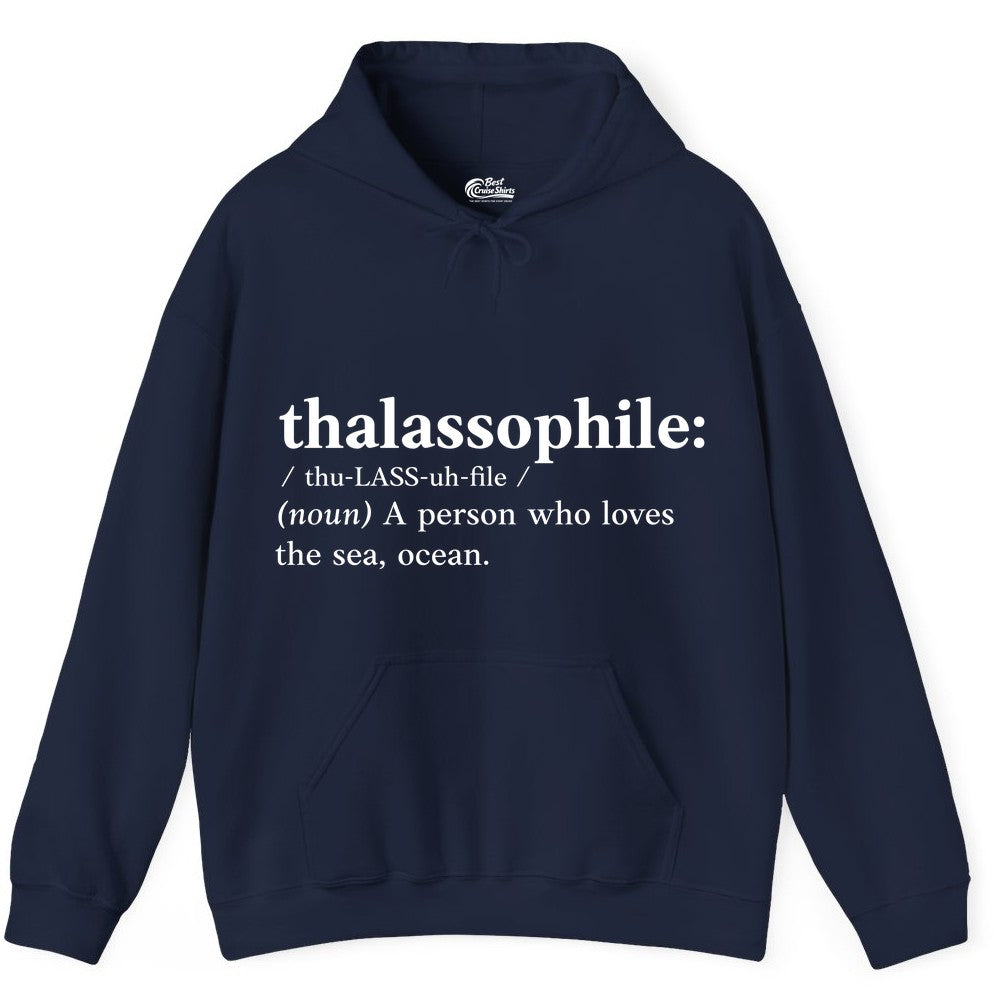 Thalassophile Shirt - Funny Sea Lover Definition Ocean Lover Gift (Hoodie) in Navy - Thalassophile Definition Shirt - Clean Ocean Lover Dictionary Tee Design